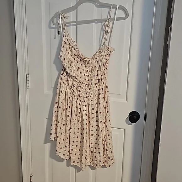 NWOT Free People Clementina Ivory Combo Smocked Bodice Mini Dress Size S - Picture 5 of 9
